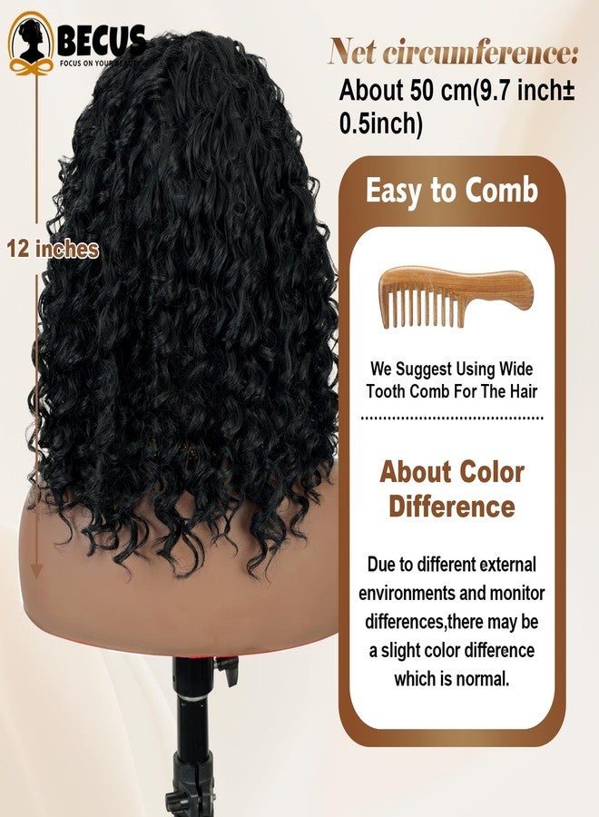 BECUS Curly Wigs Headband Wig Half Wig Wigs for Black Women Headband Hair Wear and Go Glueless Daily Wear Date Night(12" - Black) - Image 3