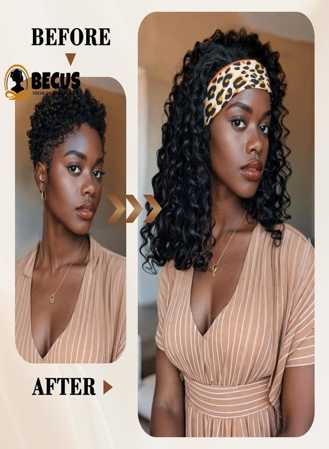 BECUS Curly Wigs Headband Wig Half Wig Wigs for Black Women Headband Hair Wear and Go Glueless Daily Wear Date Night(12" - Black) - Image 4