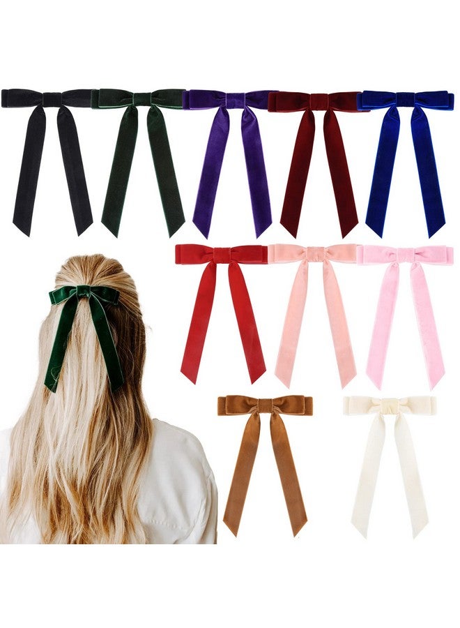 Aileam 10Pcs Velvet Bows Hair Clip Ribbon Accessories Ponytail Holder Hair Bow For Women Girls Toddlers Teens Kids - Image 1