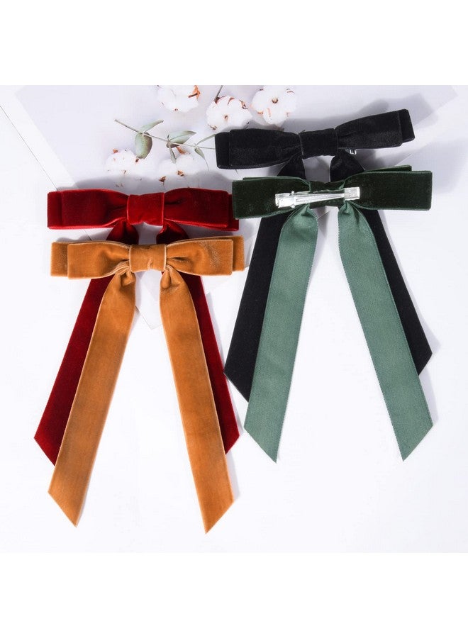 Aileam 10Pcs Velvet Bows Hair Clip Ribbon Accessories Ponytail Holder Hair Bow For Women Girls Toddlers Teens Kids - Image 4