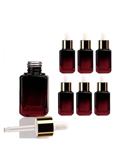 6pcs Dropper Bottles for Essential Oils 30ml Amber Glass Bottles with Eye Droppers Tincture Bottles Leak Proof Travel Bottles Gradient Red Square for Essential Oils Perfume Liquids