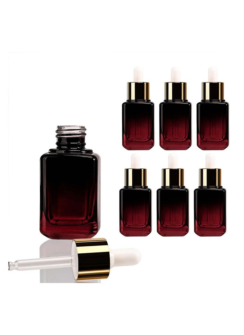 SYOSI - 6pcs Dropper Bottles for Essential Oils 30ml Amber Glass Bottles with Eye Droppers Tincture Bottles Leak Proof Travel Bottles Gradient Red Square for Essential Oils Perfume Liquids - Image 1