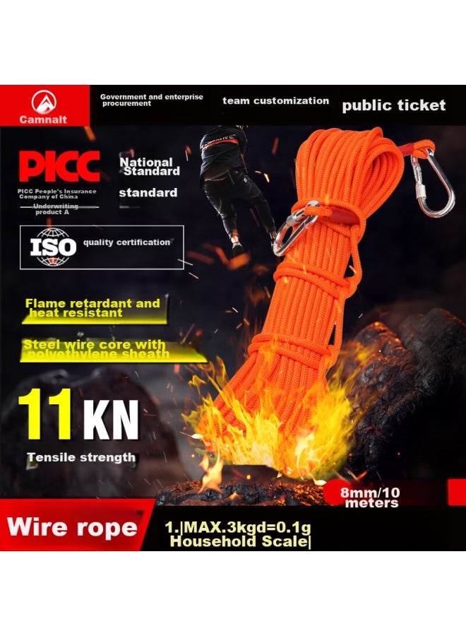 Canle Kanle 8mm Emergency Rescue Rope, Safety Rope, Fire-resistant Rope, Rescue Equipment, Rappelling Rope, Steel Wire Rope - Image 1