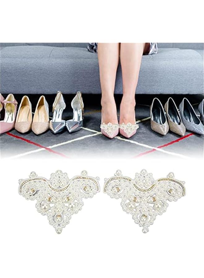 Generic 2Pcs Pearl Shoe Flower, Pearl Rhinestone ons Rhinestone Faux Pearl Embellishments Pearl Brooch Shining Appearance for Boots Sandals(Pearl Toe) - Image 2