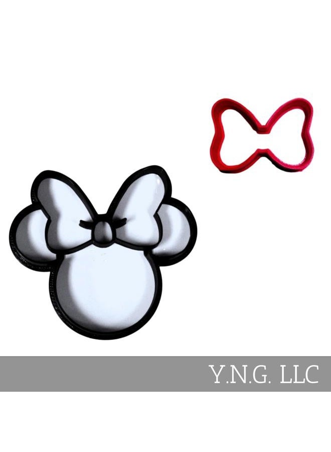 YNGLLC MINNIE MOUSE AND HER BOW CARTOON CHARACTER SET OF 2 SPECIAL OCCASION COOKIE CUTTERS 3D PRINTED MADE IN USA PR1539 - Image 2
