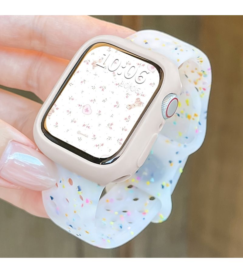 Set Of 2 Yellow Jelly Polka Dot Soft Straps With Protective Case For Apple Watch Band Compatible With Sizes 42mm 38mm To 49mm For Watch Series 10 9 8 7 6 SE And Ultra 2 - Image 1