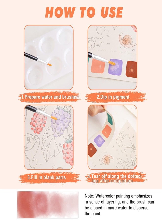 ZAKVOOR Watercolor Painting Book for Kids and Toddlers Ages 4-8, Pocket Cartoon Watercolor Paper Book with Paint Palette and Brush, Art Craft Gift for Drawing (Forest Animal) - Image 4