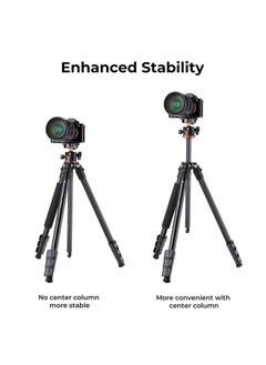 K&F Concept 62''/160cm Camera Tripod,Lightweight and Compact Super Portable Aluminum DSLR Tripod10KG Load Capacity Ball Head,Quick Release Plate for Travel and Work A234A1  - Image 4