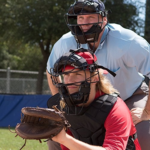 Champion Sports Pro Baseball Adult Mask - Umpires and Catchers - Extra Protection - Extended Guards - Adjustable Harness Baseball Mask - Adult Size,BLACK - Image 4