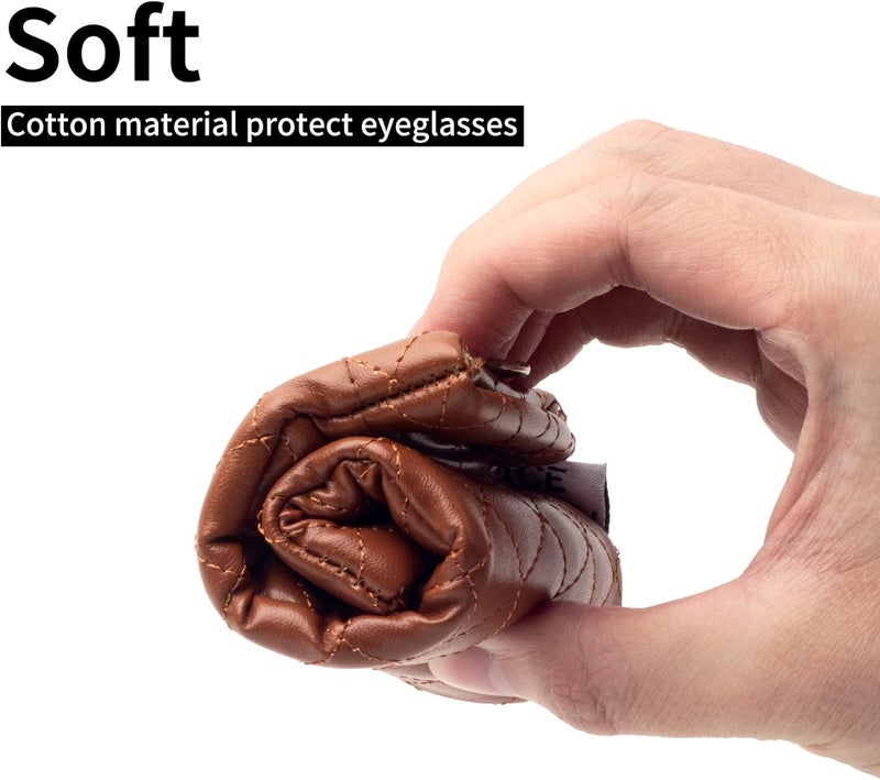Face Shadow Double Glasses Case Soft Eyeglass Case For Women Men Squeeze Top Sunglasses Case With Cleaning Cloth - Image 5