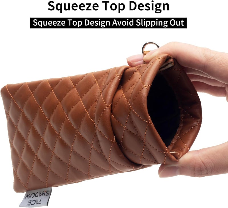 Face Shadow Double Glasses Case Soft Eyeglass Case For Women Men Squeeze Top Sunglasses Case With Cleaning Cloth - Image 2