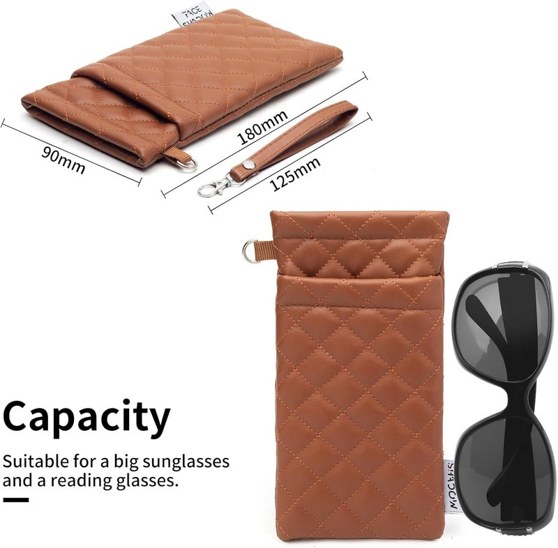 Face Shadow Double Glasses Case Soft Eyeglass Case For Women Men Squeeze Top Sunglasses Case With Cleaning Cloth - Image 3