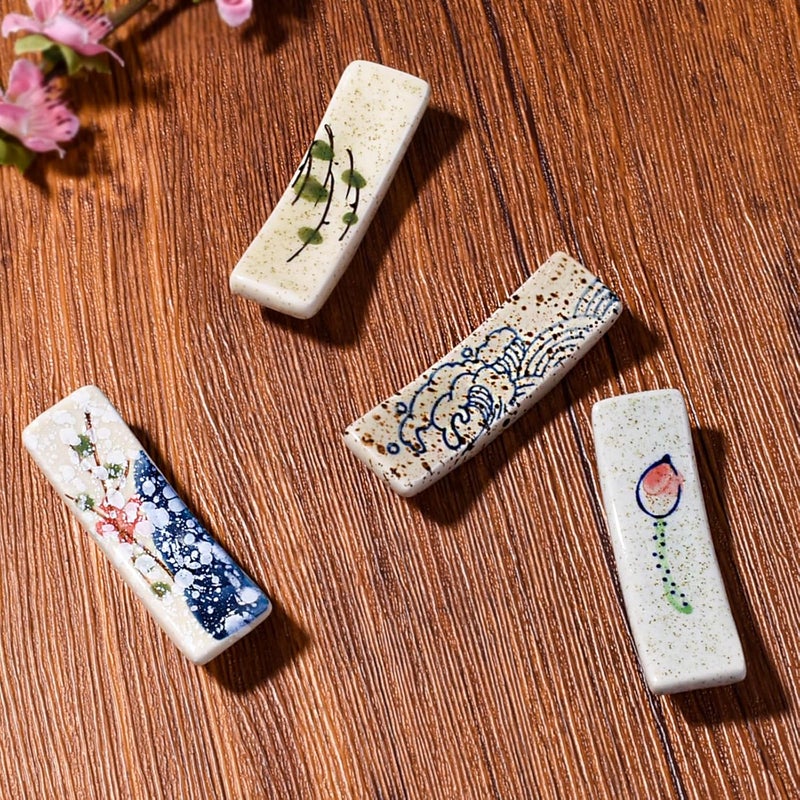 Whitenesser طقم حامل عيدان تناول الطعام على الطراز الياباني من 4 قطع حامل عيدان السيراميك أدوات المائدة أدوات المطبخ - Image 4
