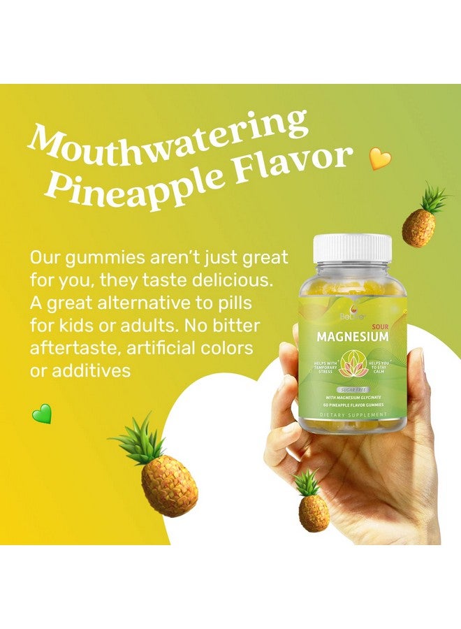 BeLive Magnesium Gummies 200mg - 60 Ct | Magnesium Glycinate Supplements for Relaxation, Stress Relief, and Sleep for Adults & Kids - Tasty and Tangy Pineapple Flavor (2) - Image 5