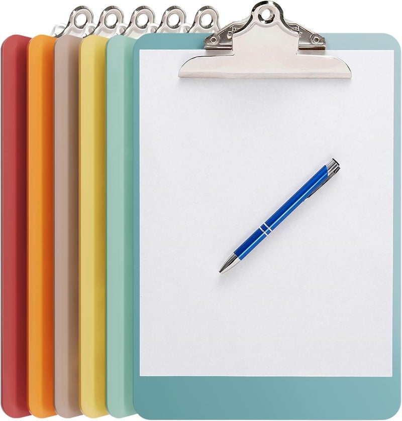 Office Solutions Direct Plastic Clipboards with Butterfly Clip (Set of 6) 12.5 x 9 Inch Plastic Clip Boards Bulk - Clipboards Bulk Classroom Holds 100 Sheets, Acrylic Clipboard - 6 Pack, Boho Colors - Image 1