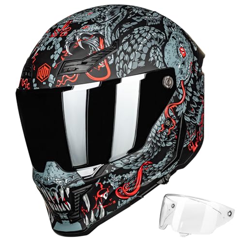 ILM Motorcycle Helmets for Adult Men Women Full Face DOT ECE Powersports Dual Visor Street Racing Helmet with Pinlock Cascos para Motos Model MF509 Mythology Red L - Image 1