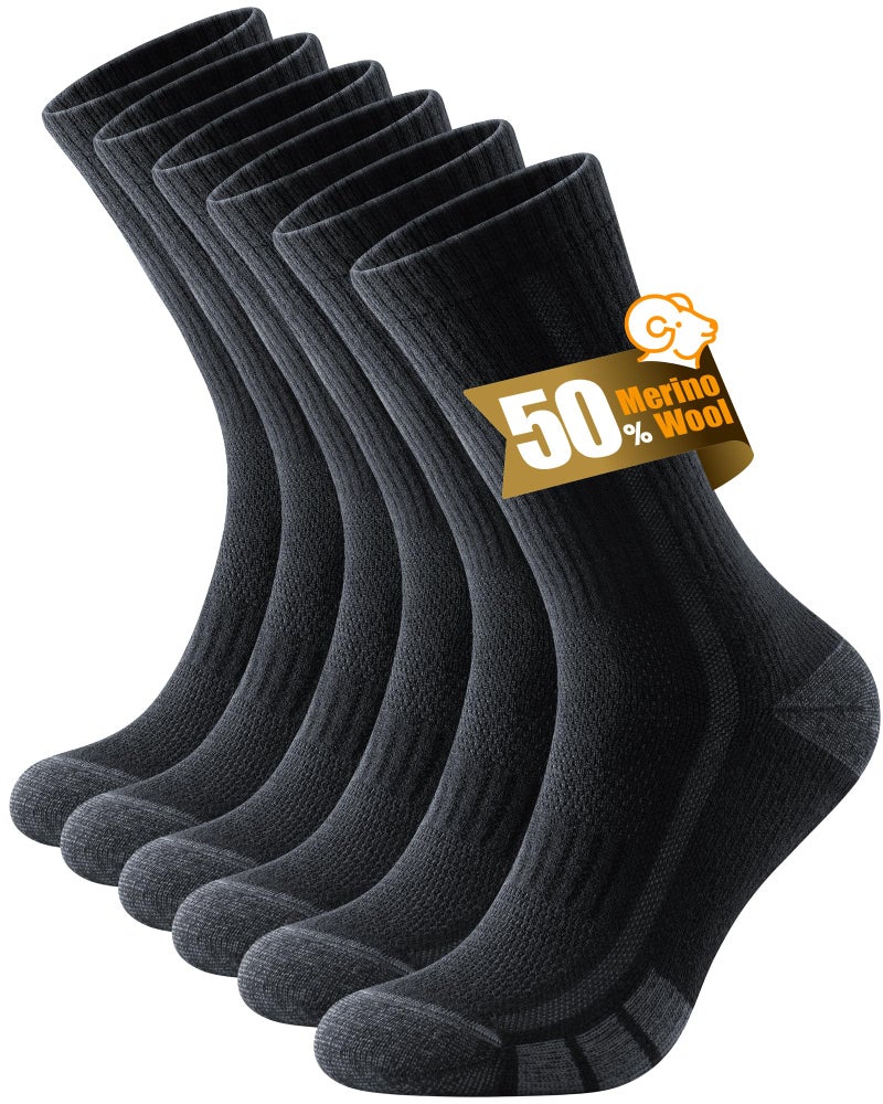 RUIXUE Merino Wool Hiking Socks for Men Women | OEKO-TEX & GRS Certified | Seamless Toe, Terry Cushioned, Odor-Resistant, Breathable Soft Stretch Thermal Warm Boot Sock - 3 Pairs - Image 1