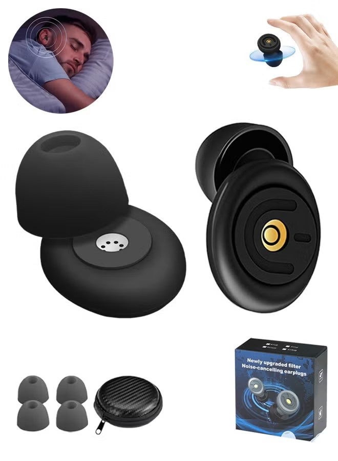 KANGLI Silicone Ear Plugs for Sleeping-Reusable Ear Plugs for Noise Reduction, Comes with Storage Box, Hearing Protection Noise Cancelling Ear Plugs, Ear Plugs for Kids, 2 Ear Tips (Black) - Image 1