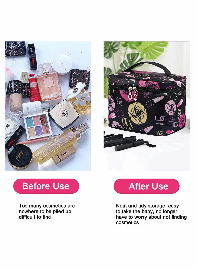 Excefore Makeup Bag Travel Cosmetic Bags Small for Women Girls Zipper Pouch Organizer Waterproof - Image 2