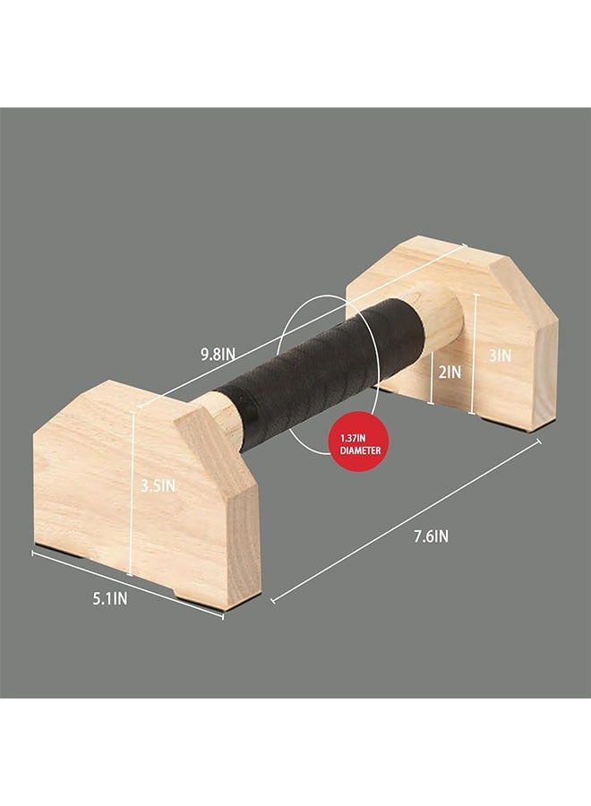 MVAQKLM  Wooden Parallettes Push Up Bars, Anti-Slip Push-Up Handles, Mini Handle Pumps, Dip Station Dip Bar, Handstand Bars for Calisthenics and Fitness（log） - Image 2