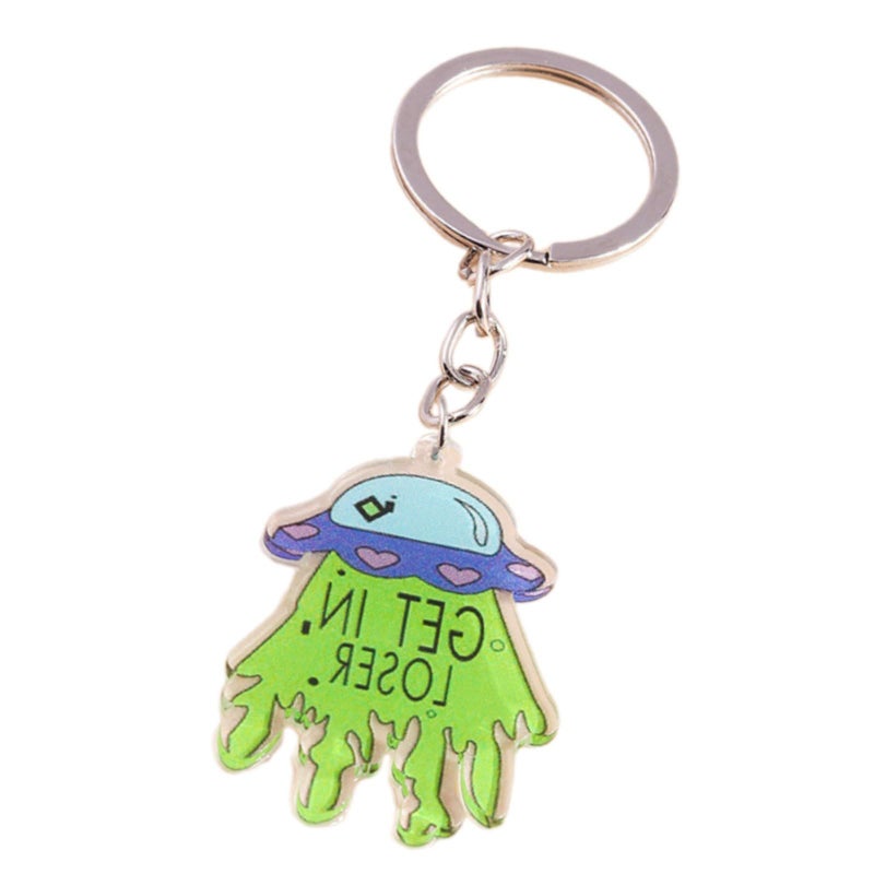 Green Acrylic Alien Craft Keychain Lightweight Minimalist Design Elegant Essenti Accessory For Daily Use - Image 2