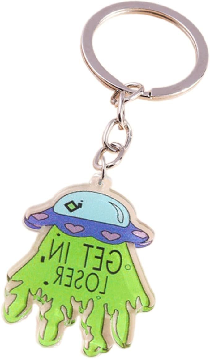 Green Acrylic Alien Craft Keychain Lightweight Minimalist Design Elegant Essenti Accessory For Daily Use - Image 1