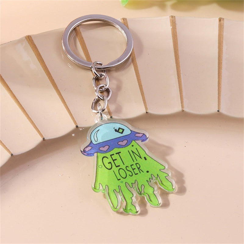 Green Acrylic Alien Craft Keychain Lightweight Minimalist Design Elegant Essenti Accessory For Daily Use - Image 4