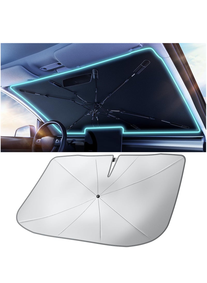 Beauenty Car Windshield Sun Shade Umbrella, Upgraded Windshield Cover Sunshade 360°Rotation Bendable Shaft, UV Block for Front Window, Foldable sunshades Suitable for Most Cars - Image 1