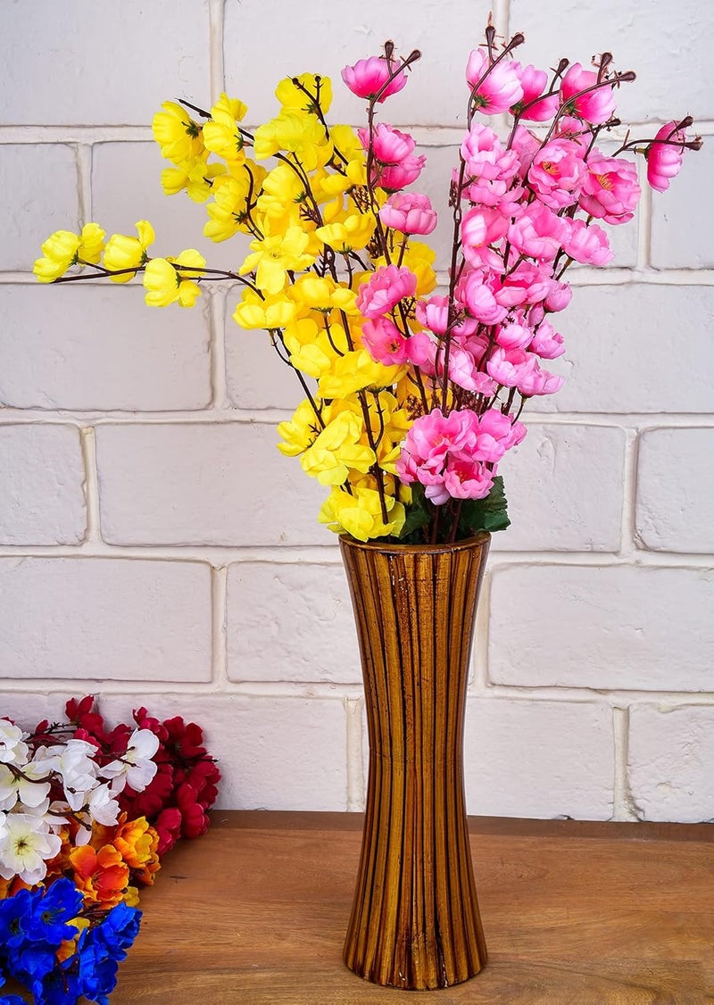 Blue Penguin Blue Penguin Cherry Orchid Blossom Artificial Flower with Pot for Home Decor Office Living Room PinkYellow  - Image 1