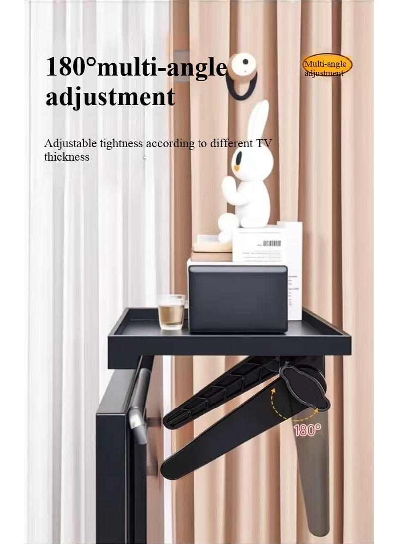 TV Top Shelf 1 Pieces, 12 Inch Adjustable Monitor Top Shelf Holds Up to 13.2lbs, TV Screen Top Storage Shelf Screen, Shelf TV Shelf for Cable Box Media Box Router DVD, (Black) - Image 3