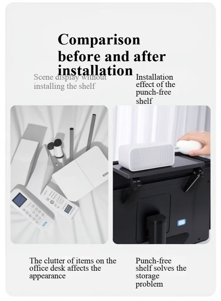 TV Top Shelf 1 Pieces, 12 Inch Adjustable Monitor Top Shelf Holds Up to 13.2lbs, TV Screen Top Storage Shelf Screen, Shelf TV Shelf for Cable Box Media Box Router DVD, (Black) - Image 4