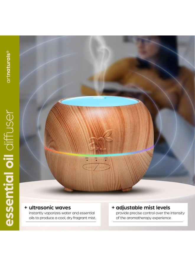 آرت ناتشورالز موزع زيوت عطرية بخاصية اطلاق الروائح العلاجية - (خزان سعة 5.0 اونصة سائلة/150 مل) - مرطب روائح بالموجات فوق الصوتية - وضع رذاذ قابل للتعديل وايقاف تلقائي و7 اضواء LED ملونة - للمنزل - Image 4
