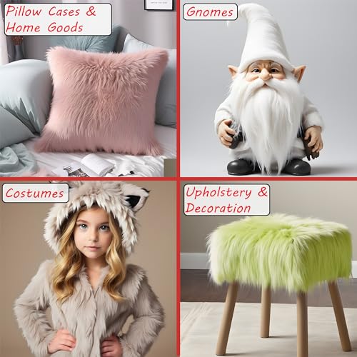 Barcelonetta | Faux Fur Fabric | Faux Craft Fur | Fake Fur Fabric Material for Costume, Decoration, Fun | Fluffy, Fuzzy | Long Pile, Shag, Mohair | Plush Artificial Fur (White, Half Yard) - Image 4