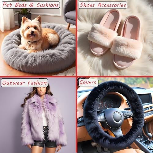 Barcelonetta | Faux Fur Fabric | Faux Craft Fur | Fake Fur Fabric Material for Costume, Decoration, Fun | Fluffy, Fuzzy | Long Pile, Shag, Mohair | Plush Artificial Fur (White, Half Yard) - Image 5