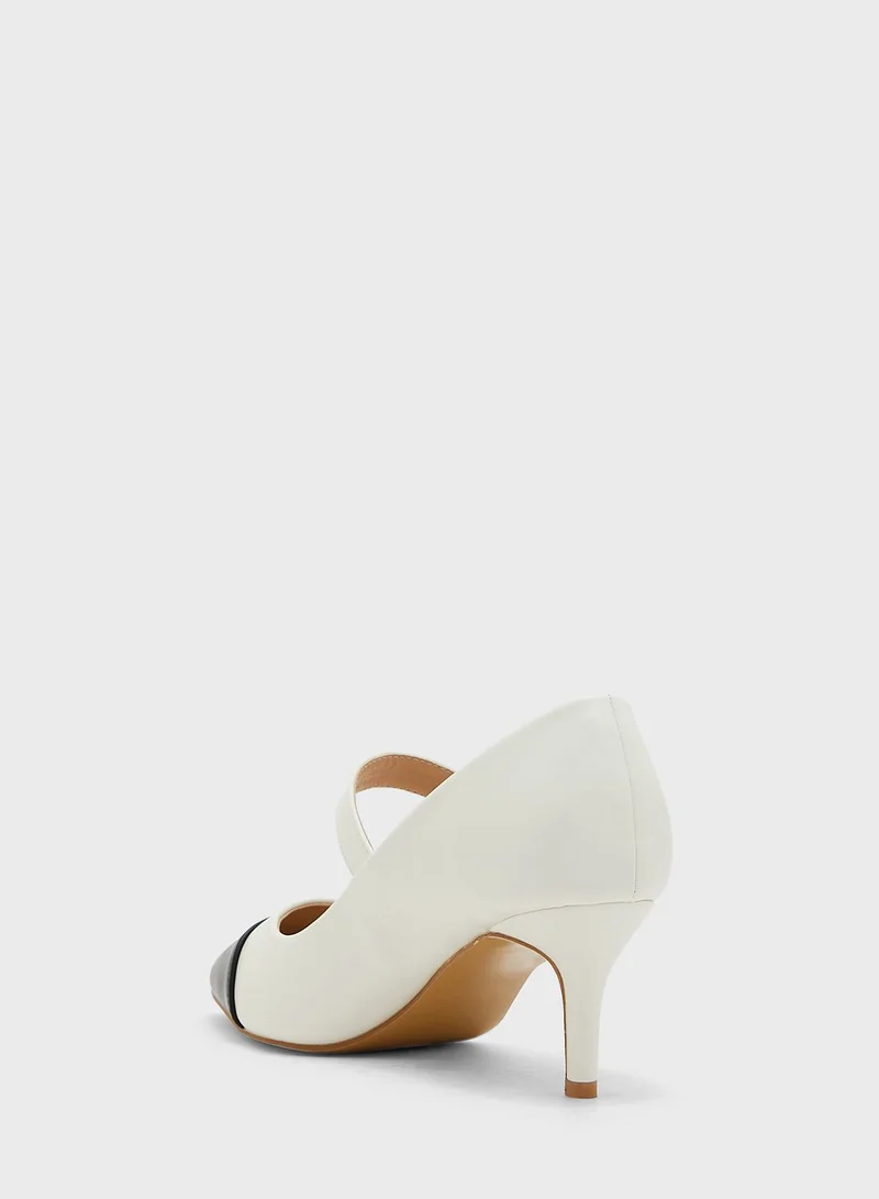 ELLA Colourblock Pearl Detail Pointed Pump