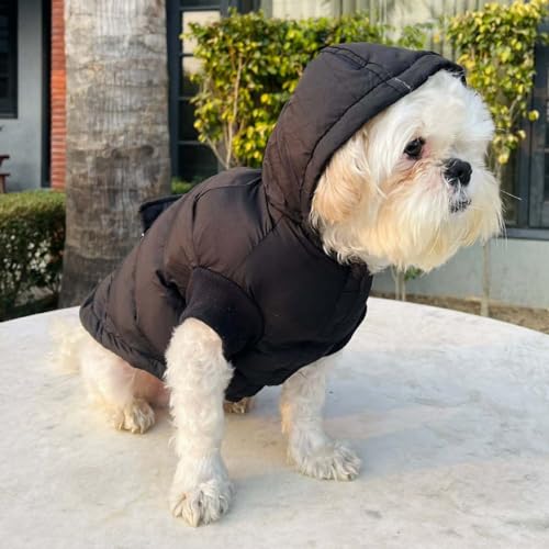 Lulala Winter Dog Puffer Jacket, Hooded Pet Coat, Black (only for Small Breed)(6INCH) - Image 5
