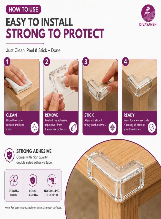 Divayanshi Table Corner Guards for Baby Safety, Soft Silicone Edge Protectors with Strong Adhesive, Shockproof Furniture Corner Cushion for Tables, Desk & Outdoor Furniture (Pack of 16) - Image 5