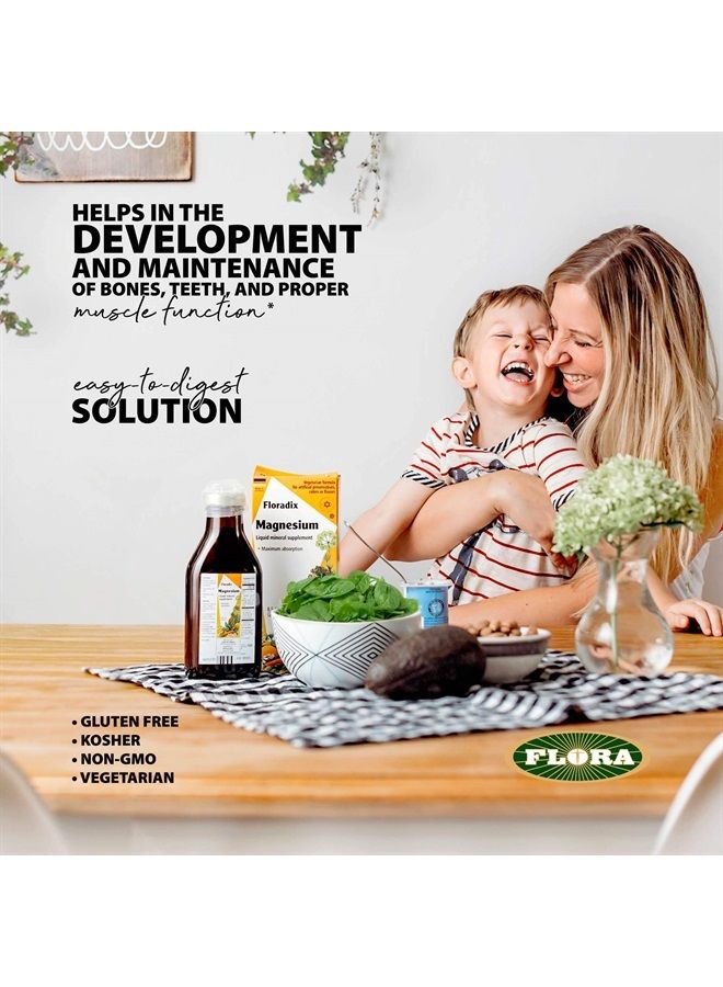 , Floradix Magnesium Vegetarian Liquid Supplement for Muscle and Bone Support, 8.5 Oz