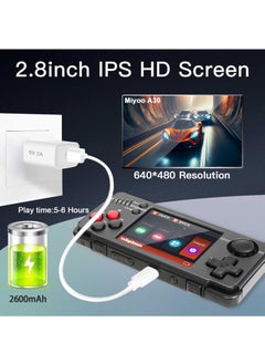 Miyoo Miyoo A30 Handheld Game Console 2.8-inch 640*480 IPS Screen 2600mAh Compatible with WiFi Multiplayer Portable Case(Black)  - Image 5