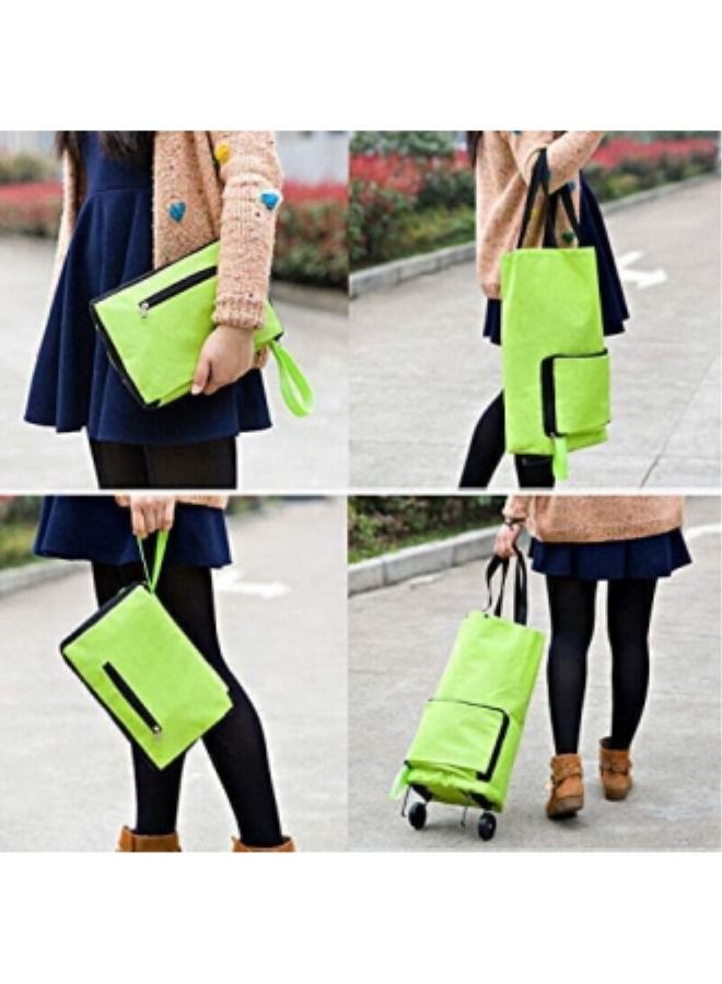 GGEROU Shopping Bag Trolley With Wheels, Shopping Bag Portable Foldable Luggage Bag Multi-Function Oxford Tote bag Shopping Cart,Green  - Image 5
