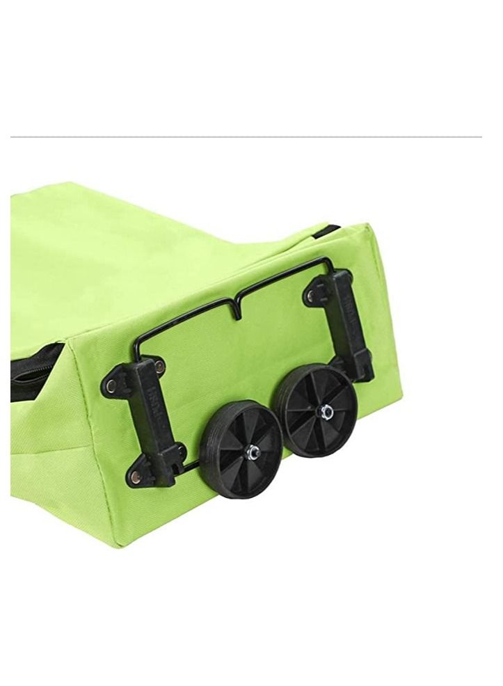 GGEROU Shopping Bag Trolley With Wheels, Shopping Bag Portable Foldable Luggage Bag Multi-Function Oxford Tote bag Shopping Cart,Green  - Image 4