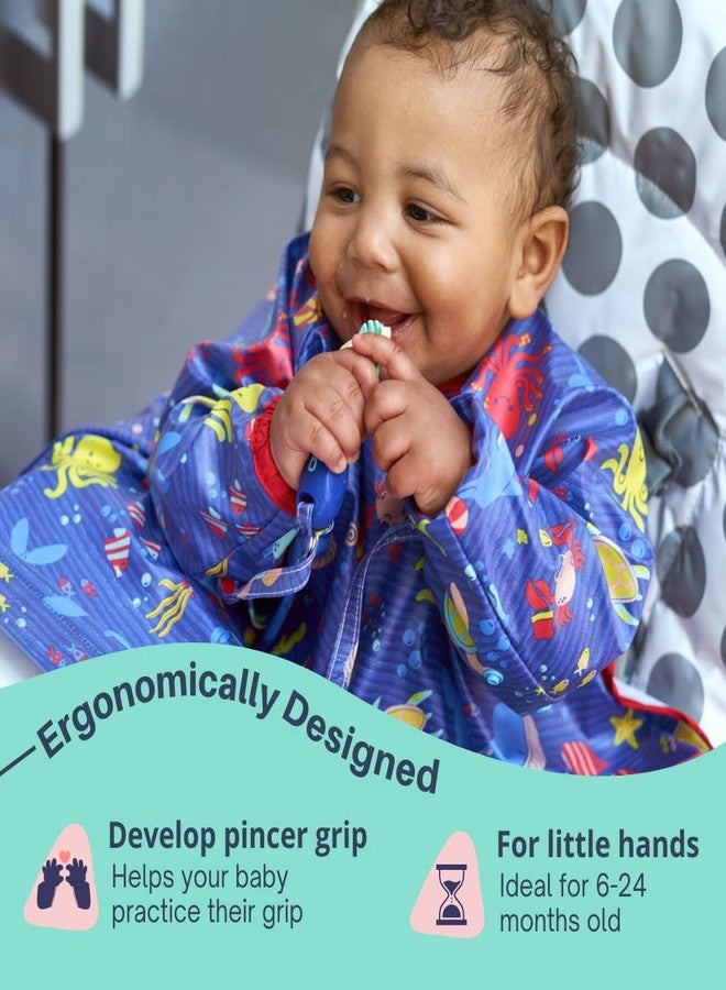 Bibado Handi Cutlery Set for Babies | Self-Feeding Easy-Grip Spoon & Fork Set with Attachable Straps - Ocean Cartoon Print (Pack of 2) - Image 5
