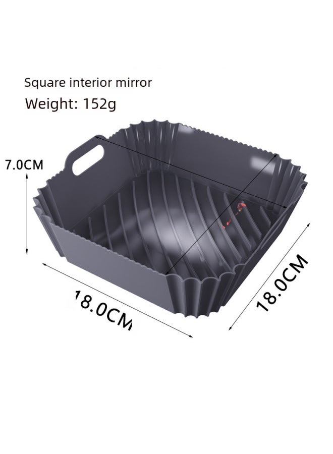 Square Air Fryer Silicone Pot Baking Tray Air Fryer Silicone Mat Daily Kitchen Baking Utensils Square Coated Tray-Specifications:Rectangular Retractable Thin Section (black) - Image 5