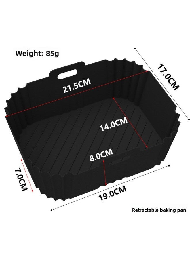 Square Air Fryer Silicone Pot Baking Tray Air Fryer Silicone Mat Daily Kitchen Baking Utensils Square Coated Tray-Specifications:Rectangular Retractable Thin Section (black) - Image 1
