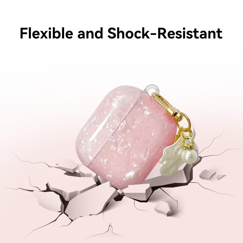 CASEFUN Compatible with AirPods 3 case, Cute TPU Protective Case Cover for AirPods with Cleaner Kit and Shell Lanyard Accessories for Women Girls (Pink) - Image 3
