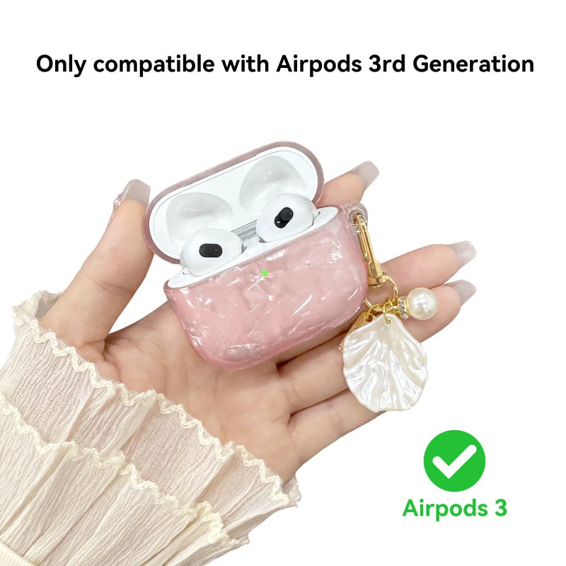 CASEFUN Compatible with AirPods 3 case, Cute TPU Protective Case Cover for AirPods with Cleaner Kit and Shell Lanyard Accessories for Women Girls (Pink) - Image 2