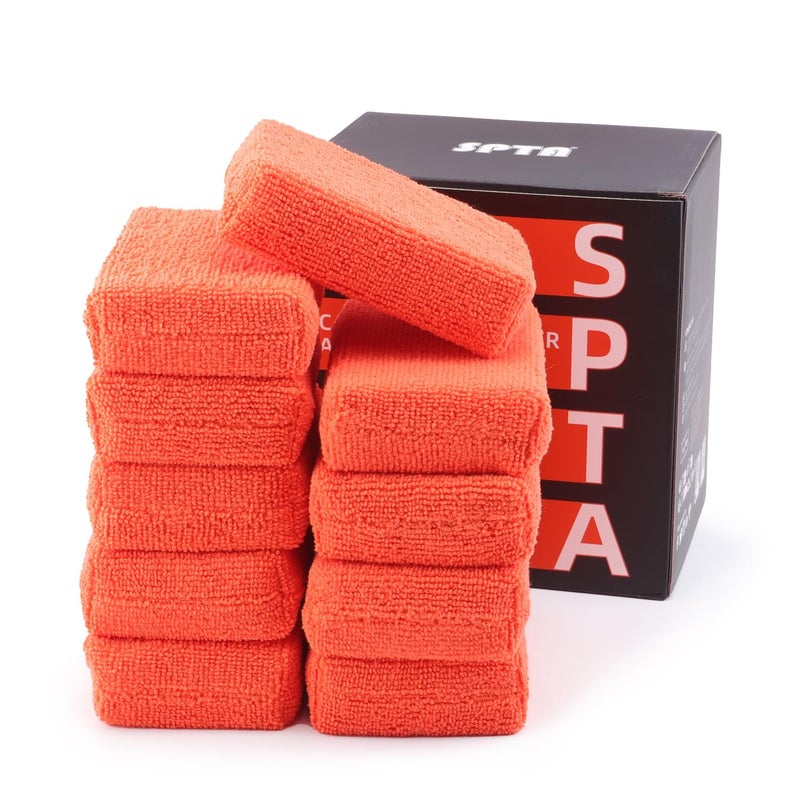 SPTA Microfiber Applicator Pad, SPTA Premium Microfiber Sponge and Cleaning Pads,Ultra-Soft, Safe for Sealants, Tire Dressings, Interior and Exterior Detailing, Car, Truck, SUV, RV, Motorcyle Care,10 Pack - Image 1