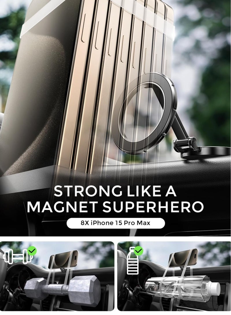 JAJEEK "MagSafe Car Mount Phone Holder – 360° Rotation, Strong Magnetic Grip, Hands-Free Stand for iPhone 15/14/13/12 Pro Max, Plus, Mini & MagSafe Cases (Black)" - Image 5
