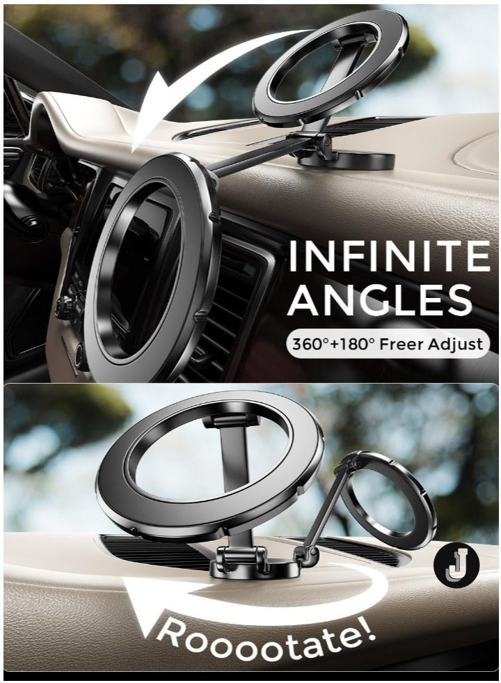 JAJEEK "MagSafe Car Mount Phone Holder – 360° Rotation, Strong Magnetic Grip, Hands-Free Stand for iPhone 15/14/13/12 Pro Max, Plus, Mini & MagSafe Cases (Black)" - Image 4