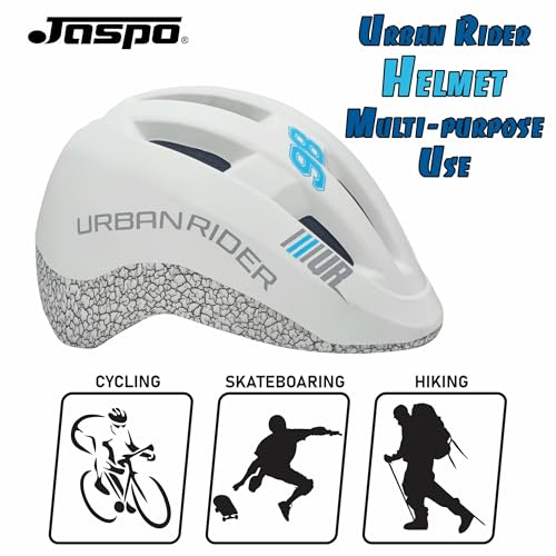 Jaspo Urban Rider Helmet for Skateboarding, Skating, Cycling, for All Ages - Youth, Adults & Kids | ABS Shell, EPS Foam, Removable Cushion, Multi-Vent Design, Adjustable Fit System (White, M) - Image 2
